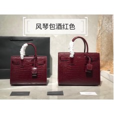 Saint Laurent Sac de jour Bag Croc Burgundy