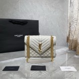 Saint Laurent Envelope Medium Bag 487206 Caviar White/Goldle