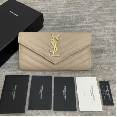 Saint Laurent Envelope Snap Wallet Apricot