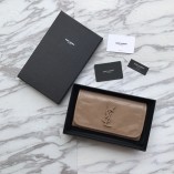 Saint Laurent Crinkled Wallet in Oil Waxed Leather Apricot