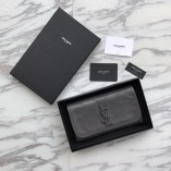 Saint Laurent Crinkled Wallet in Oil Waxed Leather Gray