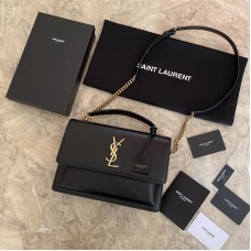 Saint Laurent Sunset Medium In Smooth Leather Black