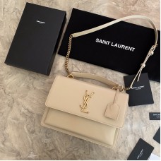 Saint Laurent Sunset Medium In Smooth Leather White