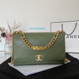 Chanel Flap Bag Grained Calfskin Gold-Tone Metal AS2711/AS2764 Green