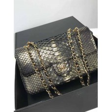 Chanel 1112 Flap Shoulder Bag Authentic Python Leather Black