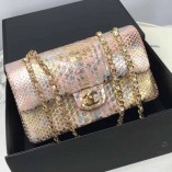 Chanel 1112 Flap Shoulder Bag Authentic Python Leather Pink