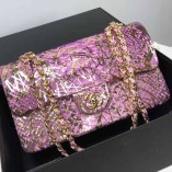 Chanel 1112 Flap Shoulder Bag Authentic Python Leather Violet