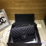 Chanel Small Flap Bag 1116 Caviar V Line In Black