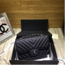 Chanel Small Flap Bag 1116 Caviar V Line In Black