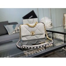 Chanel 19 Bag Lambskin 1160 Beige White