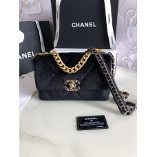 Chanel 19 Bag Velvet Fabric Black