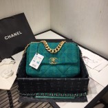 Chanel 19 Bag Tweed Swallow Gird Green