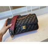 Chanel Calfskin & Gold-Tone Metal Flap Bag Black & Brown