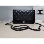 Chanel Calfskin Gabrielle WOC Wallet On Chain 33814 Black