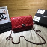 Chanel Le Boy3 WOC Bag Cavair Red