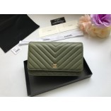 Chanel WOC V Line Bag Calfskin Green