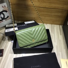 Chanel WOC V Line Bag Calfskin Light Green