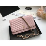 Chanel WOC V Line Bag Calfskin Pink