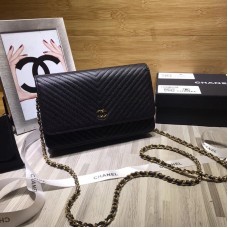 Chanel WOC V Line Bag Caviar Black 