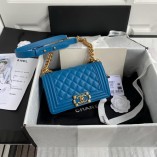 Chanel Le Boy Flap Bag Calfskin Blue