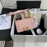 Chanel Le Boy Flap Bag Calfskin Pink