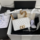 Chanel Le Boy Flap Bag Calfskin White