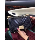 Chanel Le Boy Flap Bag V Embroid Black