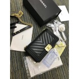 Chanel Le Boy Flap Bag Calf V line Black