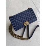 Chanel Le Boy Flap Bag Caviar Leather Dark Blue