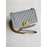 Chanel Le Boy Flap Bag Caviar Leather Grey