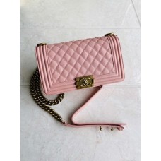 Chanel Le Boy Flap Bag Caviar Leather Pink