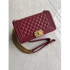 Chanel Le Boy Flap Bag Caviar Leather Red