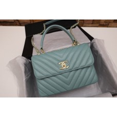 Chanel Trendy CC Bag Lambskin V Line Green Blue