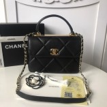 Chanel Trendy CC Quilted Bag Lambskin Leather Gold Hardware 99236 Black 