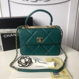 Chanel Trendy CC Quilted Bag Lambskin Leather Gold Hardware 99236 Dark Green