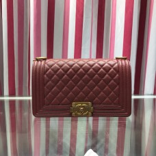 Chanel Le Boy Medium Flap Bag Caviar A67086 Burgundy/ Antique Golden