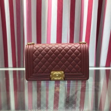 Chanel Le Boy Medium Flap Bag Caviar A67086 Burgundy/Golden