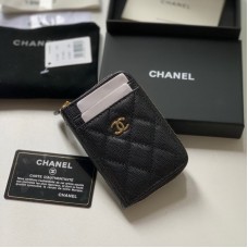 Chanel Grained Calfskin Coin Purse Wallet AP1650 Black