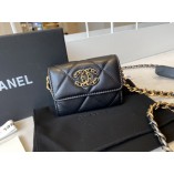 Chanel 19 Flap Coin Purse With Chain Shiny Goatskin AP1787 Black