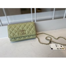 Chanel Classic Wallet On Chain Grained Calfskin AP1794 Grass Green