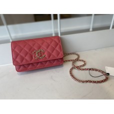 Chanel Classic Wallet On Chain Grained Calfskin AP1794 Red