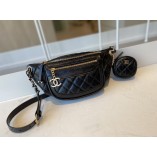 Chanel AGED Calfskin Waist Bag AS1077 Black