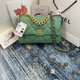 Chanel 19 Large Flap Bag Lambskin Gold-Tone Light Green