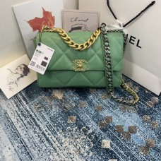 Chanel 19 Large Flap Bag Lambskin Gold-Tone Light Green