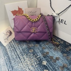 Chanel 19 Large Flap Bag Lambskin Gold-Tone Violet