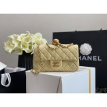 Chanel Lambskin & Gold-Tone Metal Flap Bag Yellow AS1787