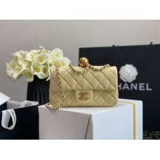 Chanel Lambskin & Gold-Tone Metal Flap Bag Yellow AS1787