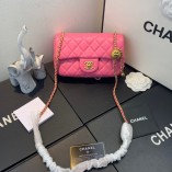 Chanel Lambskin & Gold-Tone Metal Flap Bag Pink AS1787