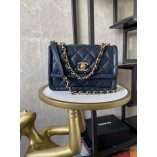 Chanel FW2020 Vintage Sheepskin Flap Bag AS2055/AS2056 Sapphire Blue