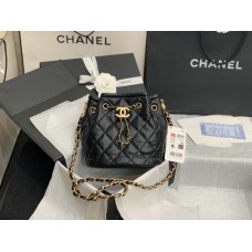 Chanel Bucket Drawstring Sheepskin Bag AS2057 Black